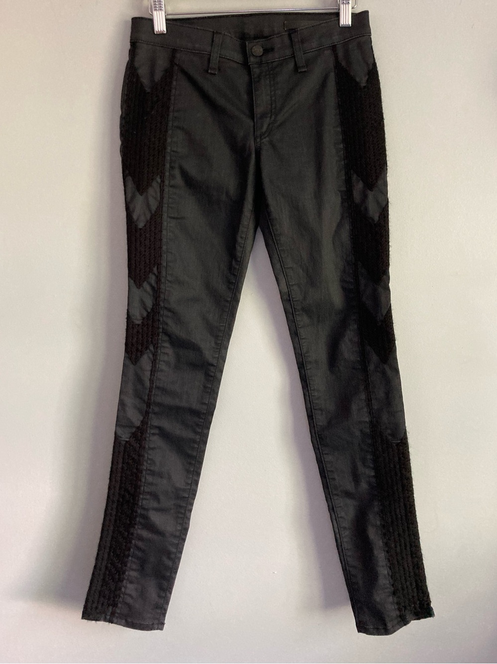 RAG & BONE Black Skinny Pants with Knit Side Panels Size 27